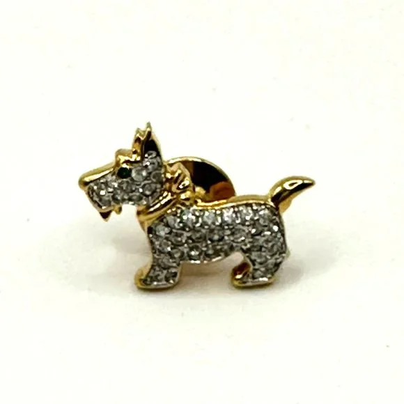 Vintage Swarovski Signed Crystal & Gold Scottie Terrier Dog Pin Brooch - Picture 7 of 7